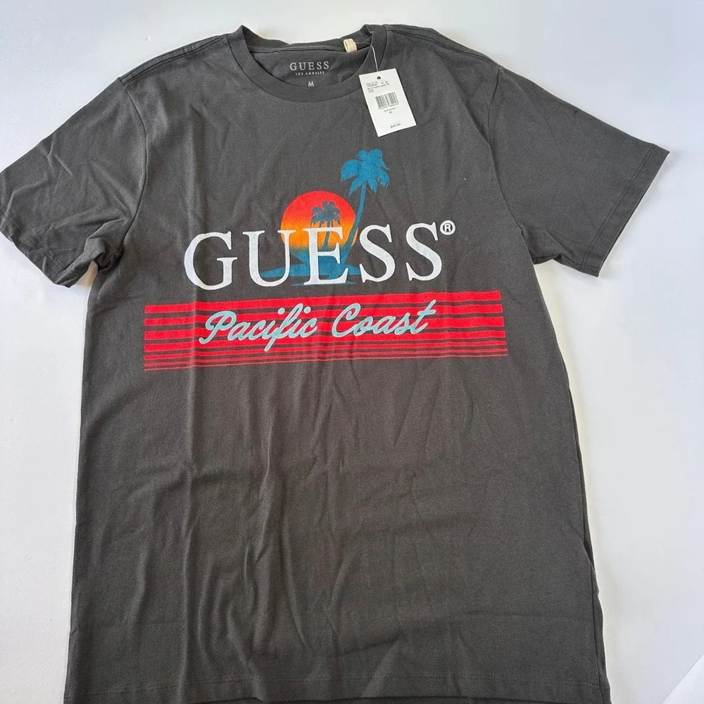 GUESS Los Angeles Pacific Coast Graphic Tee T-Shirt Mens Size M Charcoal - Picture 2 of 8